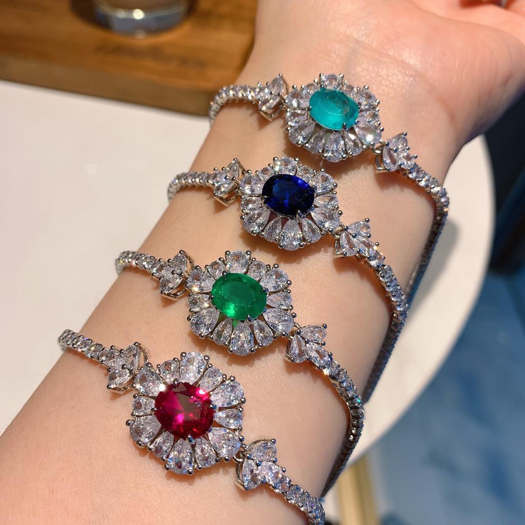 Wind Retro Simulation Colored Treasure Bracelet Pattern Luxury Inlaid Jewelry Main Stone 8 * 10