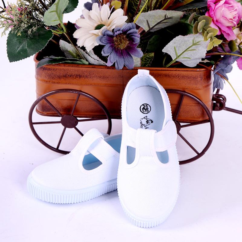 New children's indoor canvas shoes, non-slip soft-soled dance shoes, comfortable and wear-resistant little white shoes, the same for men and women