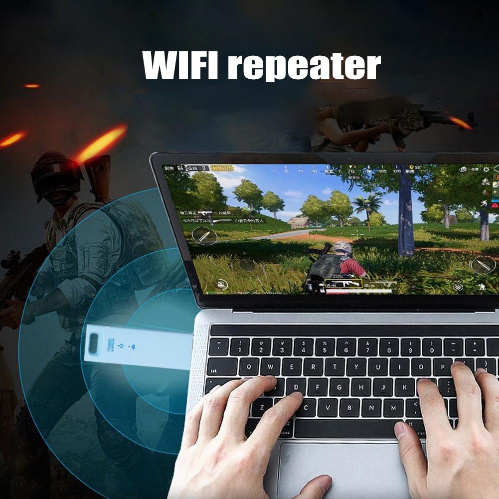 USB WiFi Repeater Portable USB 2.0 WiFi Repeater 2.4G 300Mbps Wide Coverage Plug and Play for Indoor Outdoor