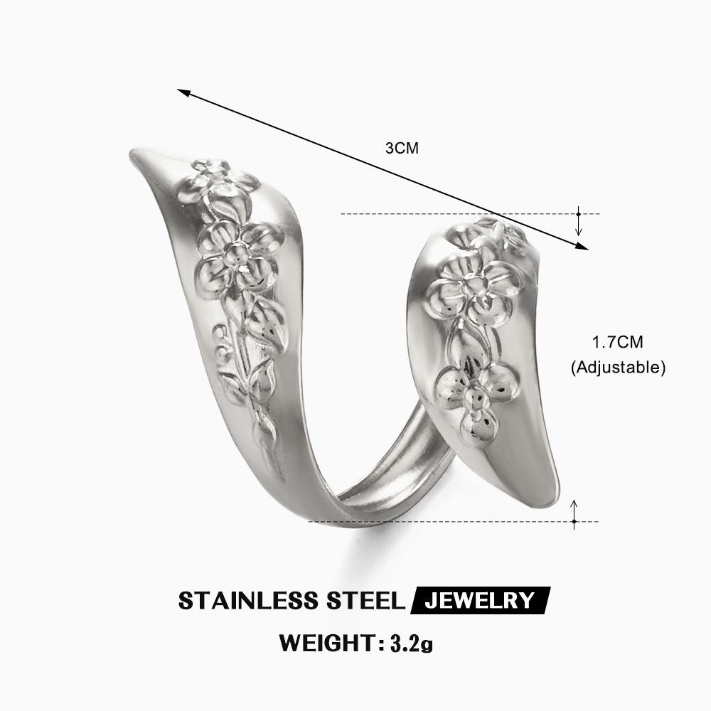 

Vintage Gold-Plated Flower Ring Designer Zircon Stainless Steel Minimalist Floral Rings Wholesale Products resizable