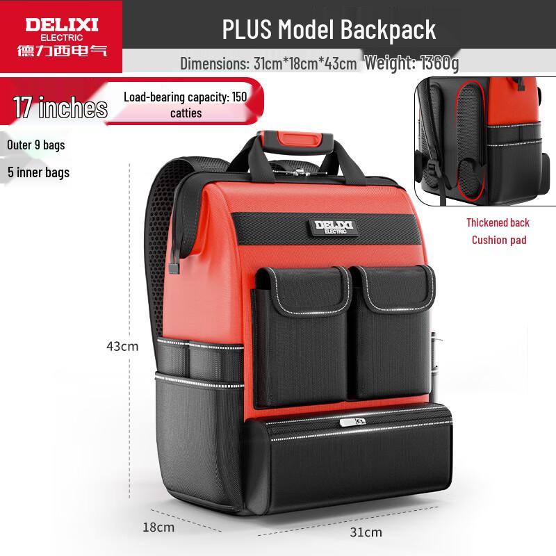 DELIXI Heavy-Duty Electrician Tool Backpack