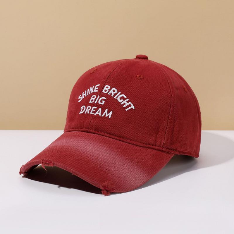 Baseball Cap Retro Washed Letter Embroidery Women'S Spring And Summer Versatile Face Small Soft Top Cap