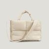 Women's PU leather padded bag woven soft casual white feminine cotton padded shoulder bag
