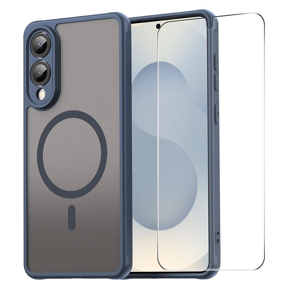 

ENKAY HAT PRINCE For Samsung Galaxy S25 Edge Magnetic Case with Tempered Glass Support Ultrasonic Unlocking PC TPU Matte Phone Cover