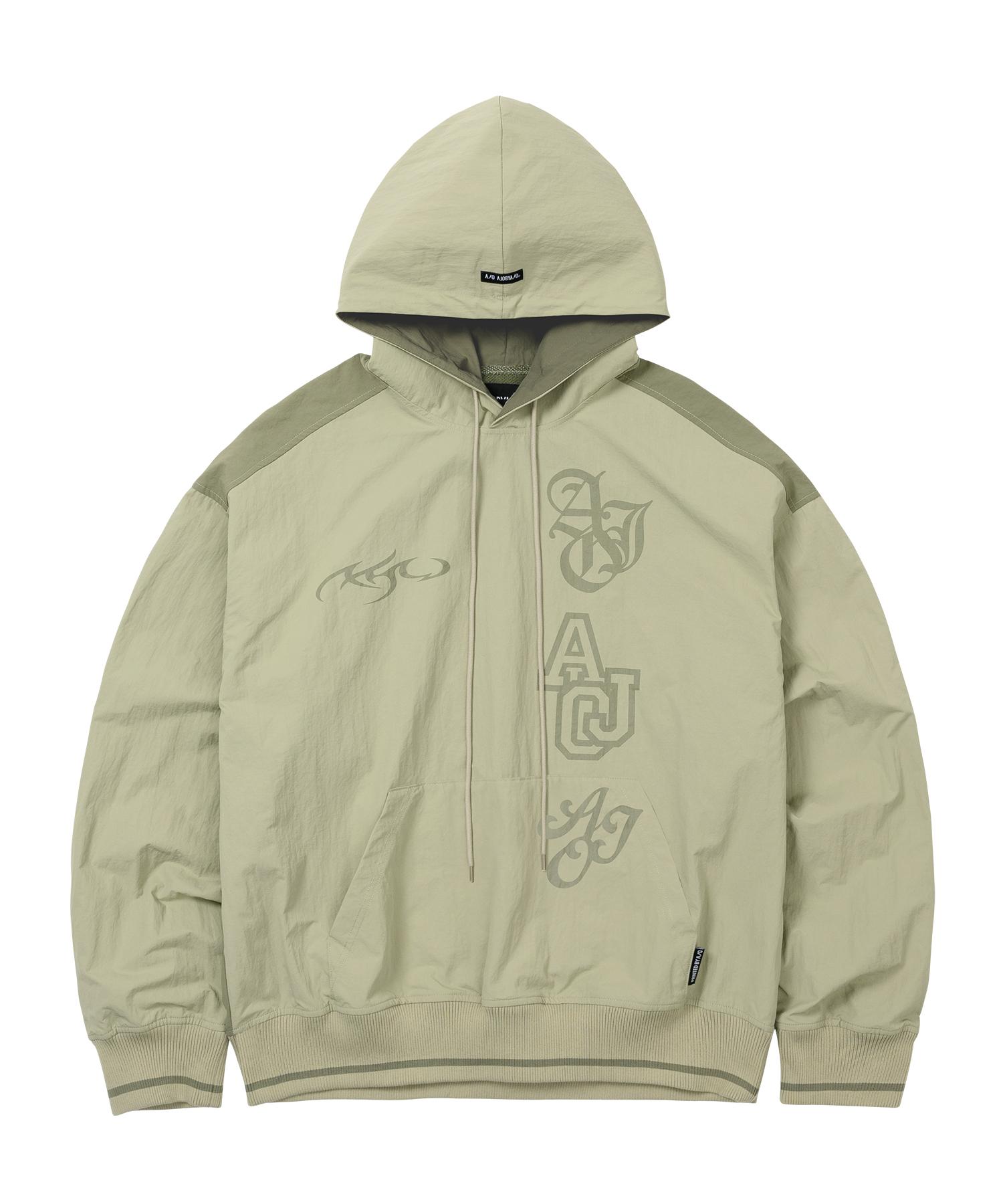 Azo By Azo [Pba] Total Logo Nylon Hoodie [Beige] Signature (Xl)