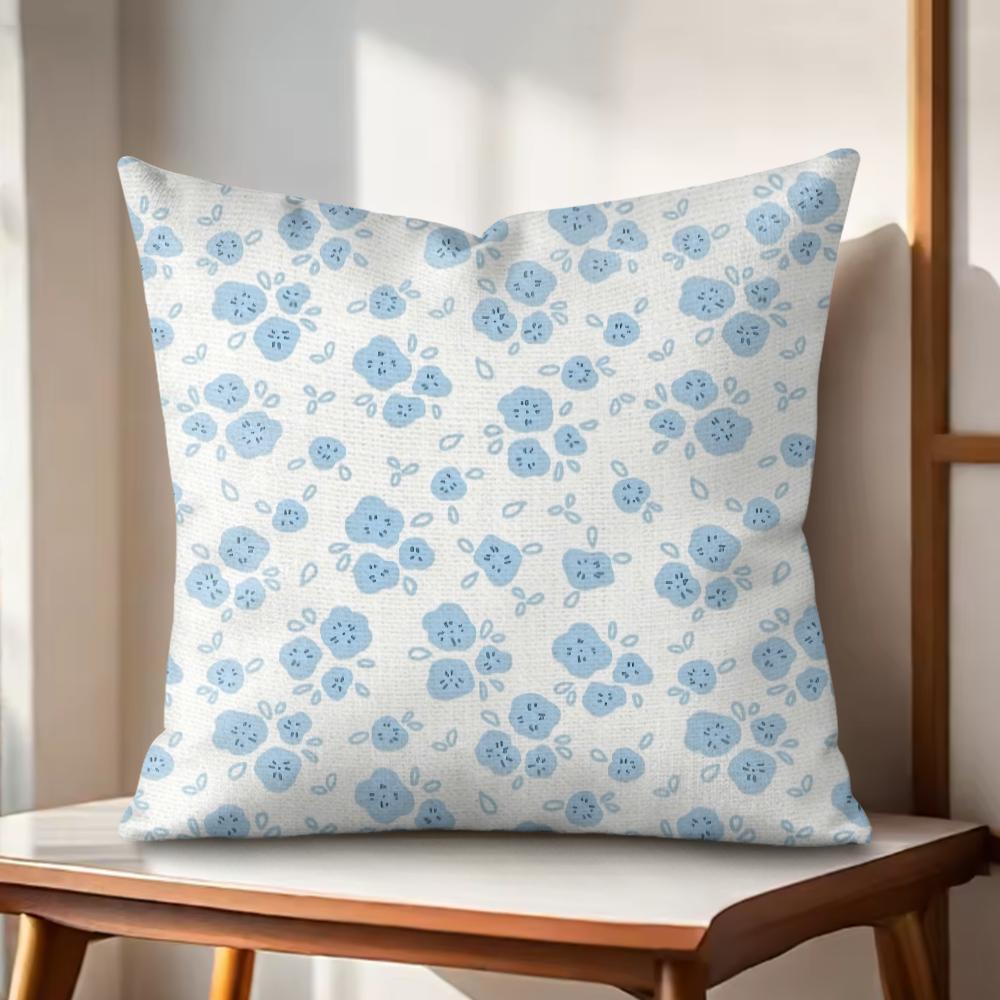 Fashion Small Florals Cushion Cover Natural Linen Organic Fabric DoubleSided Printing Couch Pillow Covers Home Decor