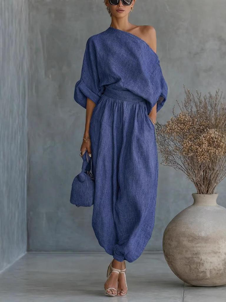 2026 Spring Wide-Leg Casual Lantern Pants - Cotton Linen Blend