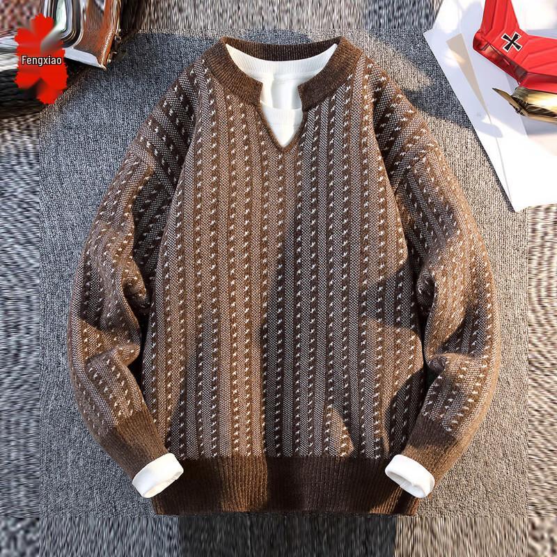 

Fengxiao Men s Fashion Round Neck Knit Pullover Sweater 4XL