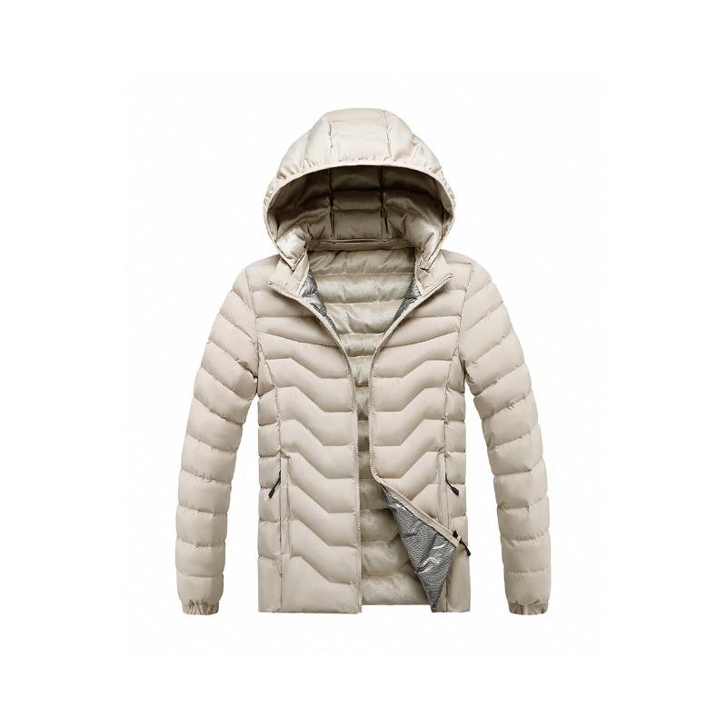 Cotton-padded Men's Winter Solid Color Graphene Removable Cap Fleece Thickened Hooded Jacket Men's