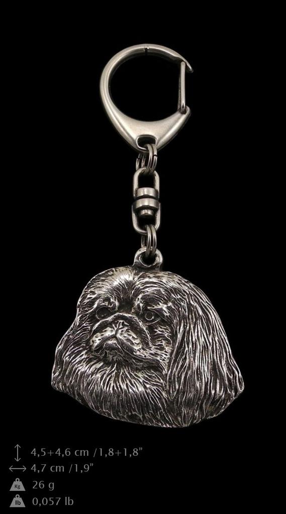 Pekingese, Pekinese, Peke - Silver-plated Key Ring with Dog, Handbag Decoration, Backpack Pendant by Art-Dog Brand
