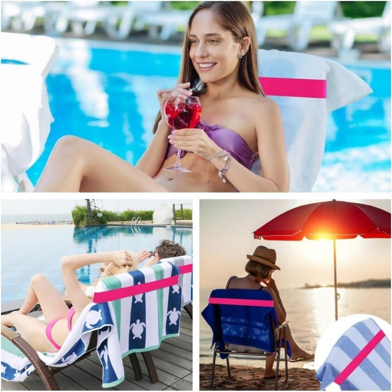 Outdoor Beach Towel Strap With Elastic Band For Pool Lounge And Lounge Chair Accessories