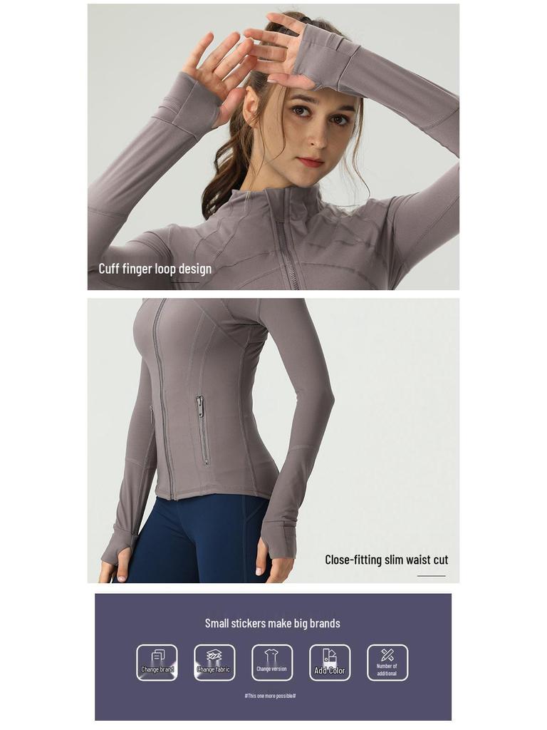 Damen Slim-Fit Doppelseitig Gebürstete Yoga-Jacke