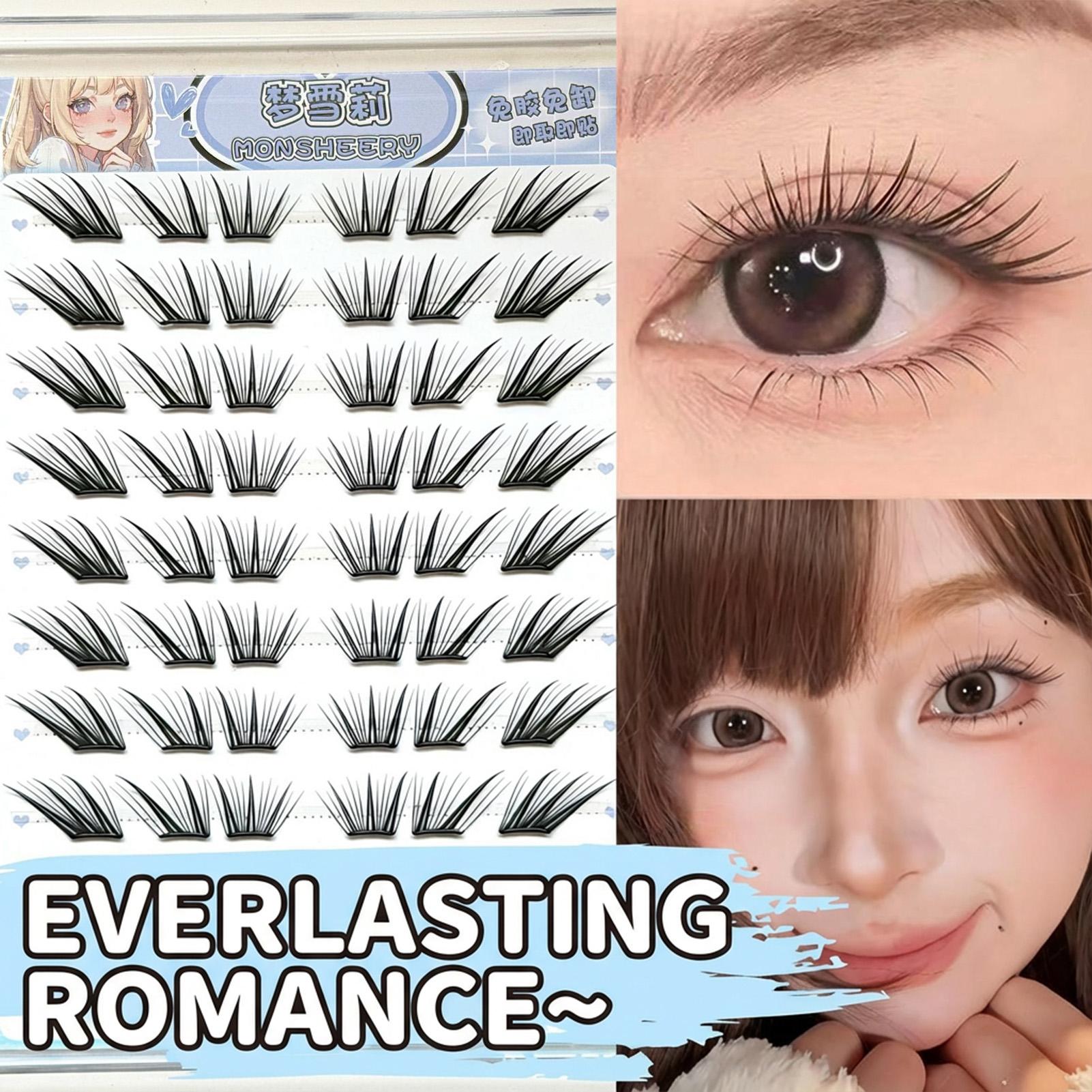 Single Cluster Segment False Eyelashes with Thin Slices Black C Curl Eyelash Clusters for Asian Eyes 10 row no glue