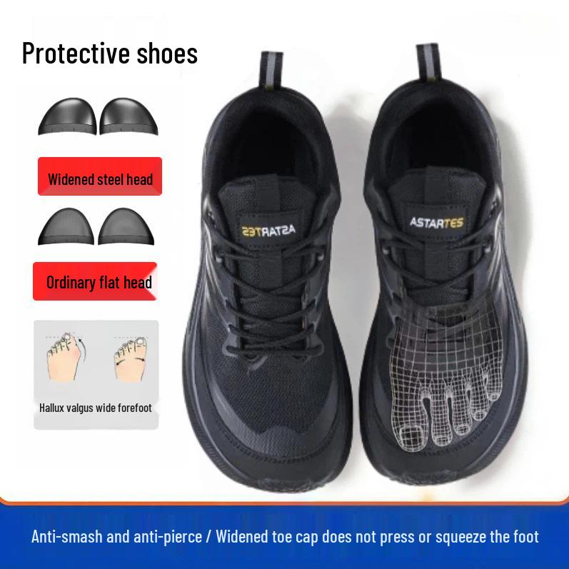 Men's Summer Breathable Safety Shoes with Widened Steel Toe, Anti-smash and Anti-puncture Construction.