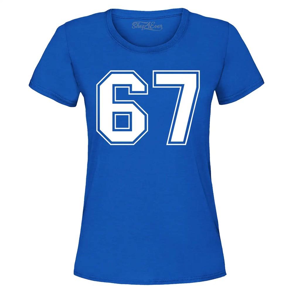 

6 7 Six Seven Varsity Number Women s T-Shirt Funny Number Meme Shirt 3XL