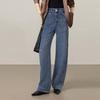 Women's Loose High-Waist Wide-Leg Washed Denim Jeans