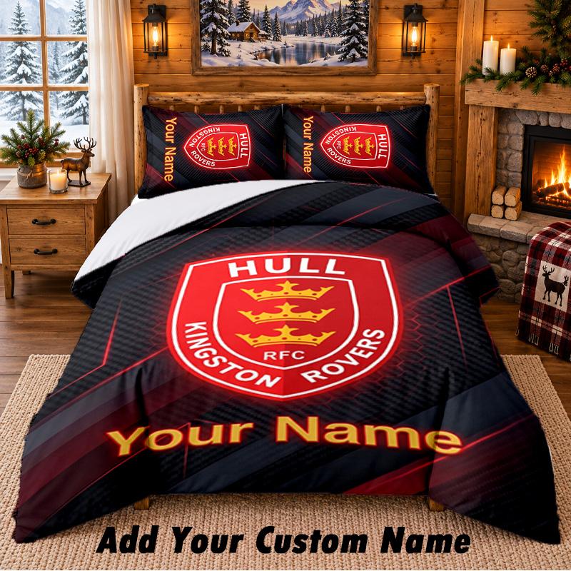 Hull KR Pattern Bedding 3Pcs Set Custom Name, Bed Sheet And Pillowcases For Home Bedroom