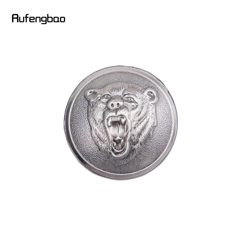 Totem cu cap de urs care urlă în relief Baston de mers la modă Baston de mers Gentleman Crosier Buton Baston de mers 93 cm