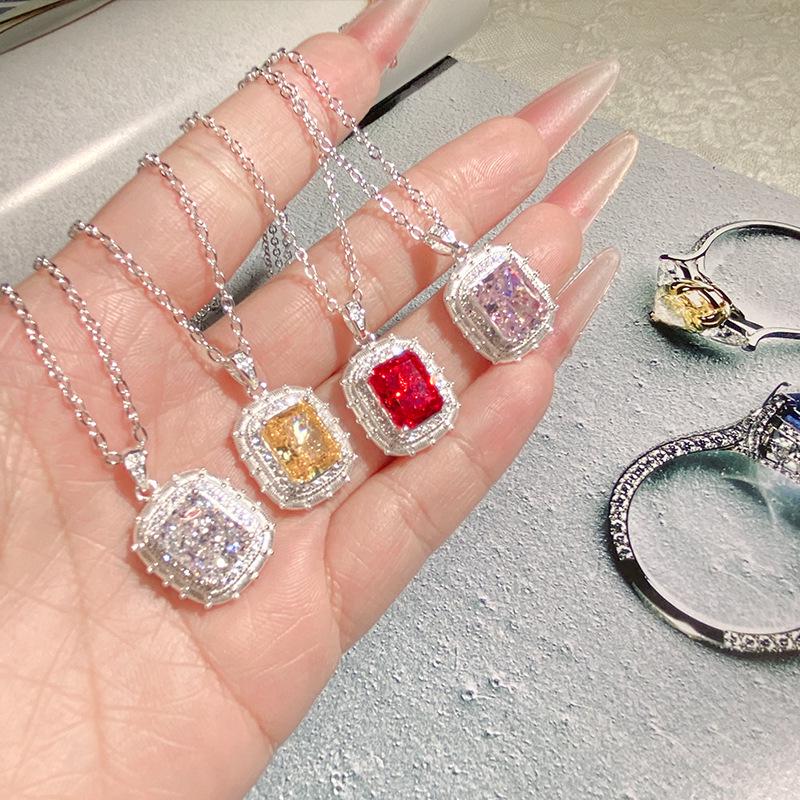 Clear Sky Vintage S925 Sterling Silver Ruby Pendant Necklace for Women - Elegant Evening Accessory