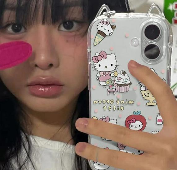 

Pink Polka Dot Cat Ear Ice Cream Kitty Phone Case for iPhone 17 PRO/MAX iPhone 13