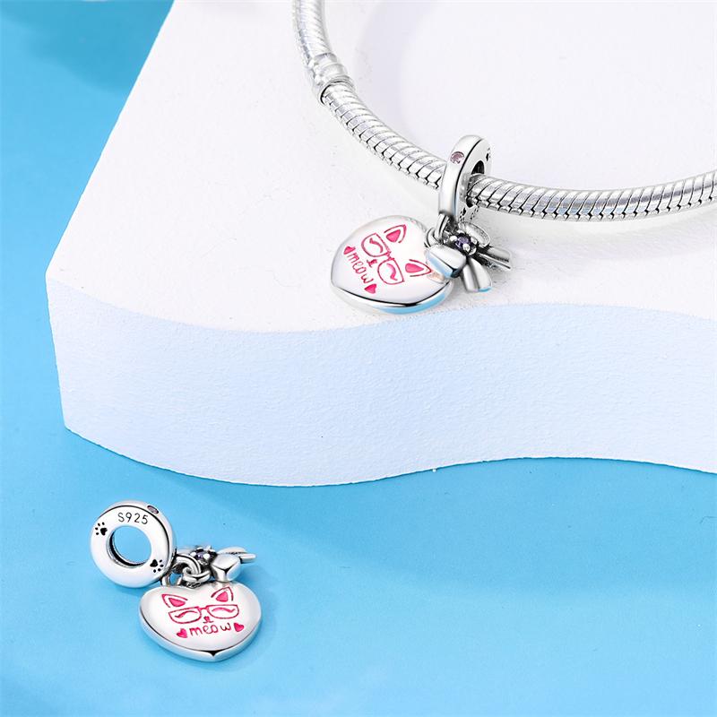 Charms Original Copper Heart Pet Charm Pendant Beads Fit Bracelet Diy Fine Gift Women Delicate Jewelry Accessory