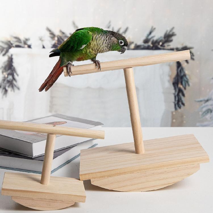 Standing Chewing Toy Hammock Small Bird Play Stands Wood Gym Stand Ladder for Healthy Development