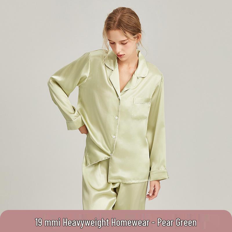 Shanmuer Women's Mulberry Silk Pajama Set - Two-Piece, Wearable Outdoors, Spring/Autumn