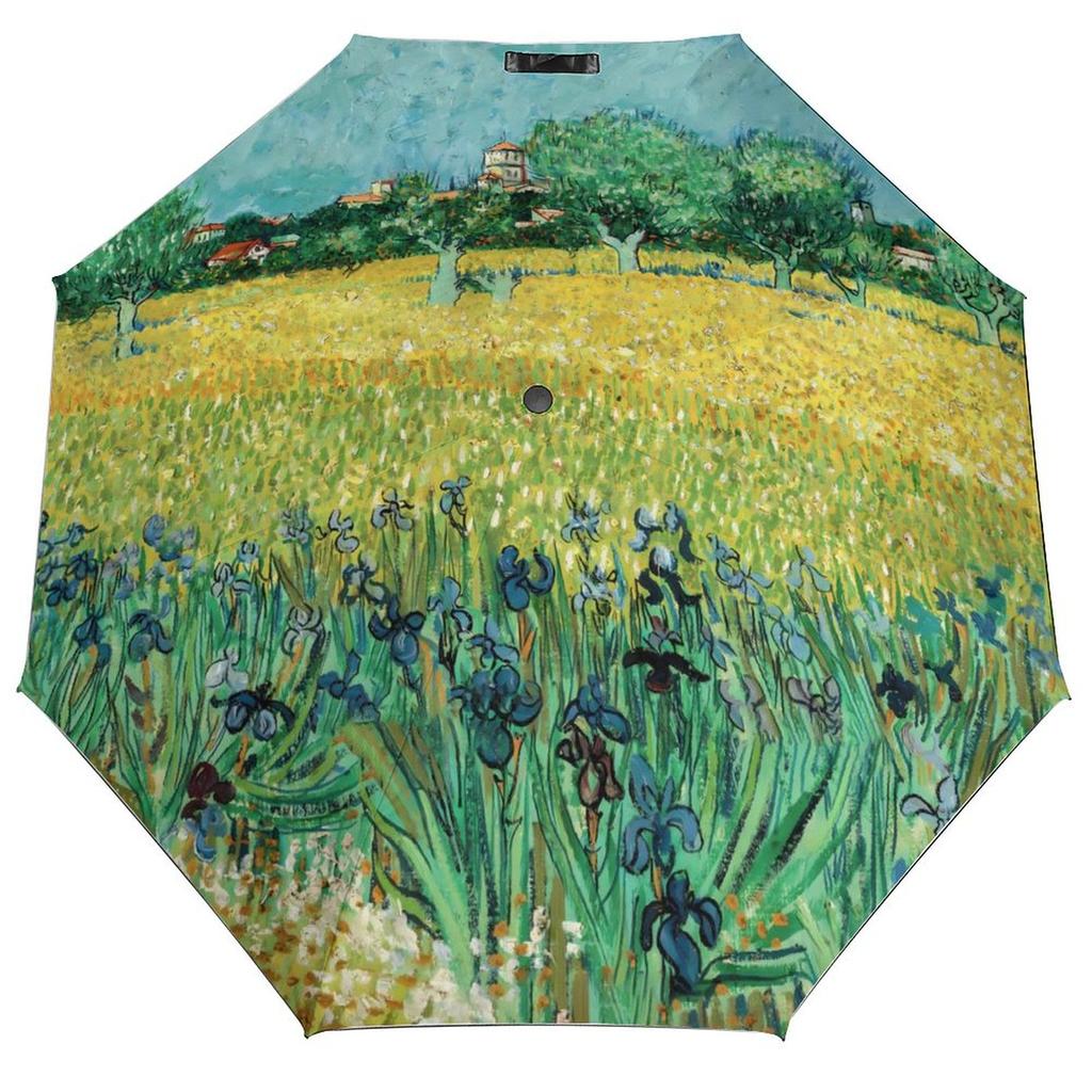 Vincent Van Gogh Paraply Landskapsmönster Sol Anti-UV Paraply Stark Mode Automatiskt Utomhus Målningsparaply