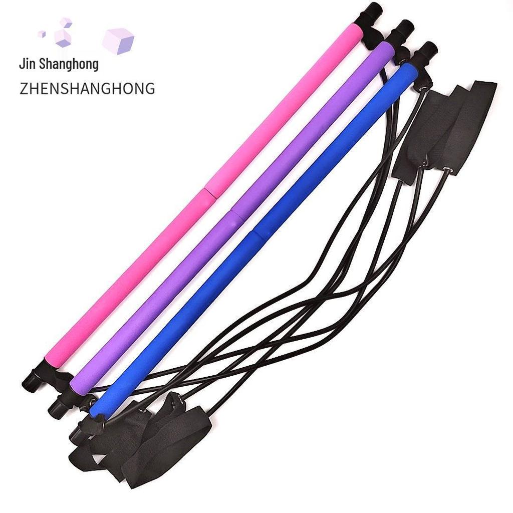 Adjustable Pilates & Yoga Resistance Band with Bar - Home Back Stretch & Pull-Up Trainer