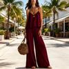 Completi Estivi da Donna in 2 Pezzi, Top Canotta con Spalline Sottili e Pantaloni a Gamba Larga Set Loungewear, Outfit da Spiaggia Vacanza Viaggio