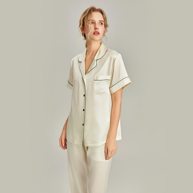 Shanmuer Women's Mulberry Silk Pajama Set - Two-Piece, Wearable Outdoors, Spring/Autumn