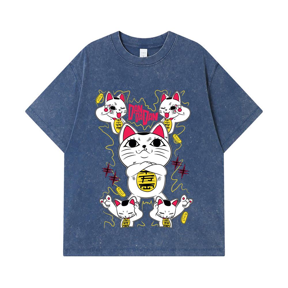 

275 GSM Washed T-shirts 100% Cotton DanDaDan V6 Turbo Granny Print Unisex Heavy Cotton T Shirt 2XL королівський синій колір