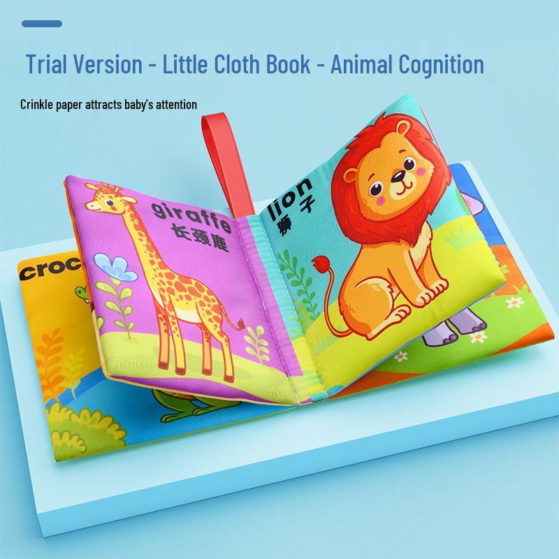 Tear-Resistant Chewable Baby Cloth Book: 3D Tail Early Education Toy for 6 Months+