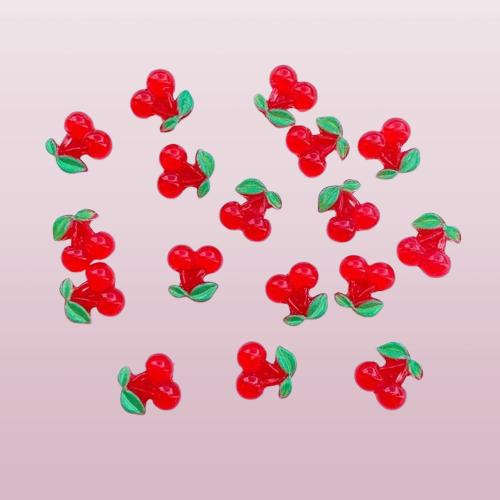 50 Stück Niedliche Mini-Frucht Rote Kirsche Nagelkunst Harz Designer Anhänger DIY Basteln Für Nagel 3D Dekorationen Schmuck