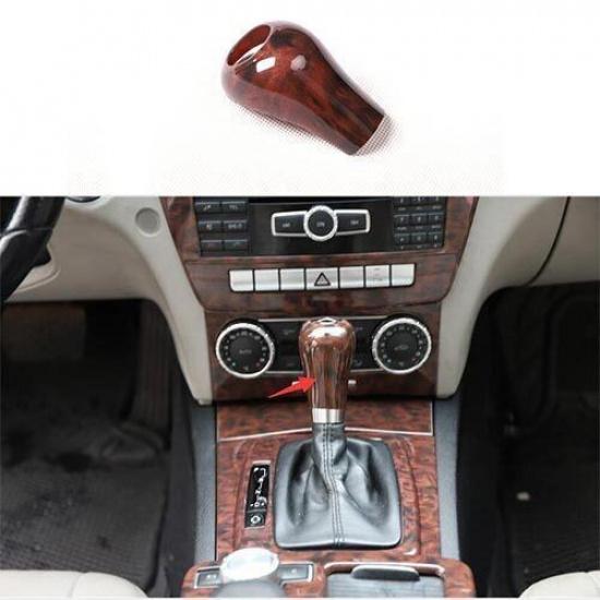 For Benz C-Class Central Console Agate Wood Grain Gear Shift Knob Trim 10-14 1pc