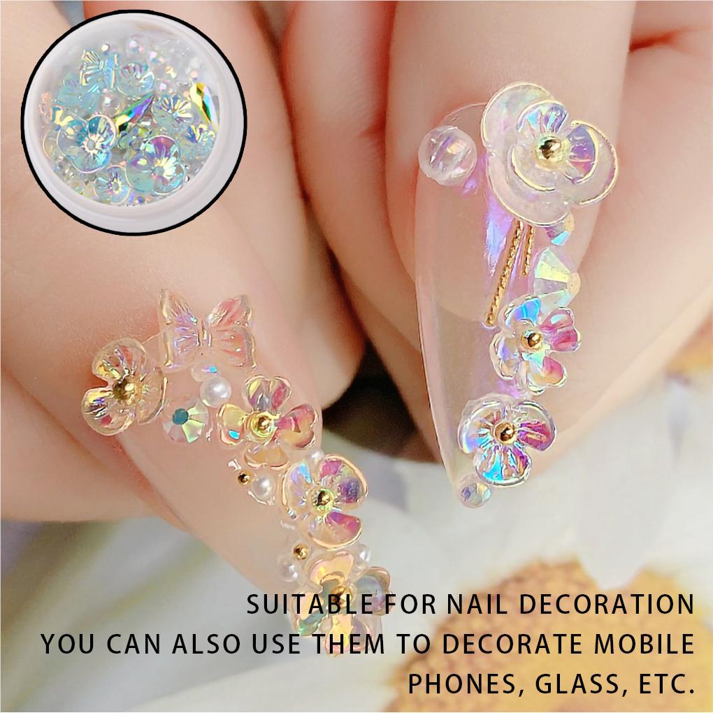 Nail Art Crystal Flower Shining Rhinestone Pearl Nail Sequin Rhinestone Manicure Decoration