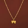Titaniums Steel Necklace Beaded Chain Necklace Bowknot Charm Necklace Multifuntional Neck Jewelry Suitable for Daily