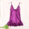 Women Silk Lace Nightgown V-Neck Spaghetti Straps Nightdress Sleepwear