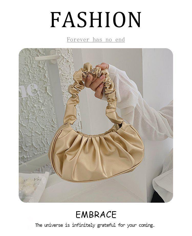 Pleated Cloud Shoulder Bag: Trendy 2026 French Design for Women золотой