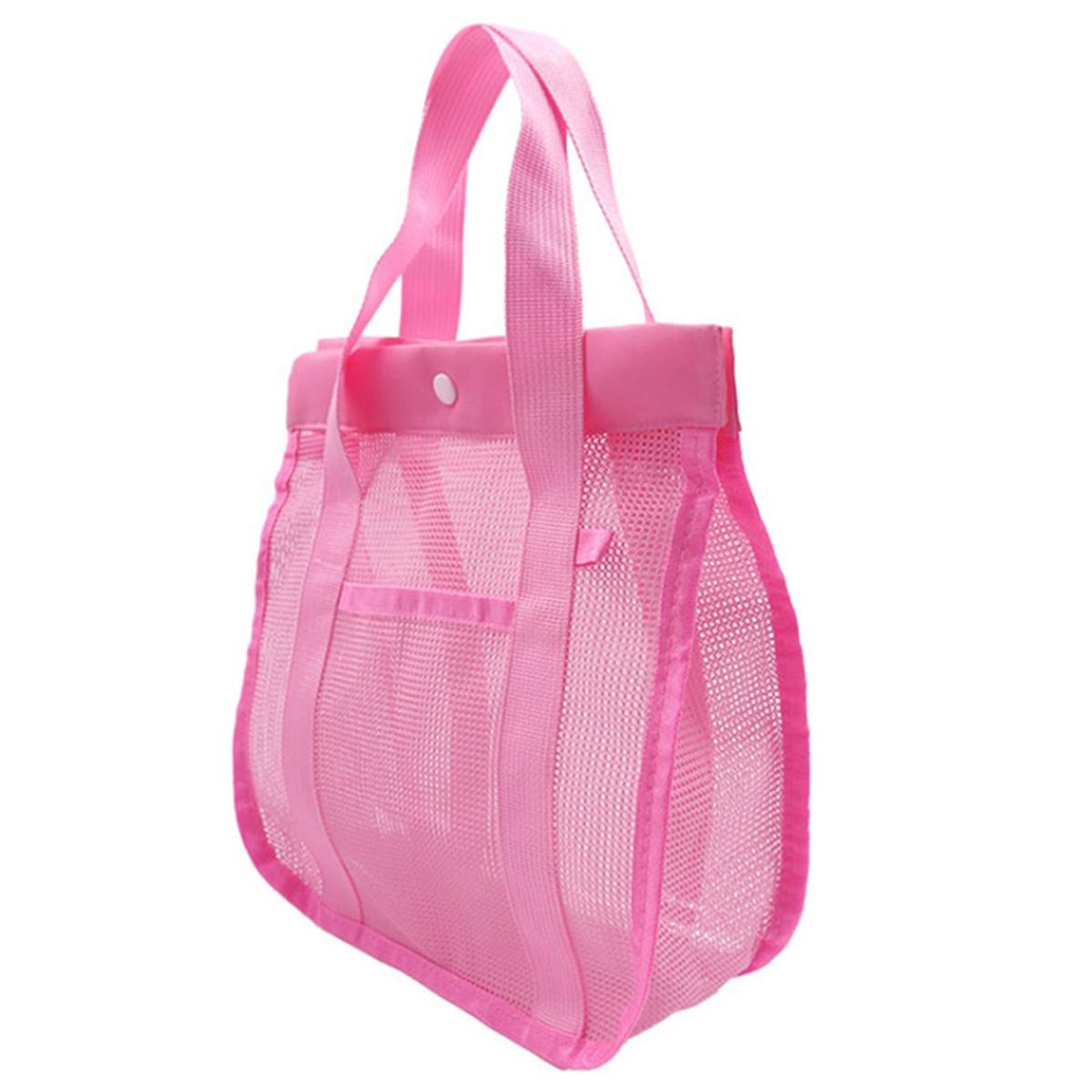 

Green hand-held toiletry bag, large bath bag, net bag, beach toy storage bag, miscellaneous grid storage bag, 1 piece each розовый