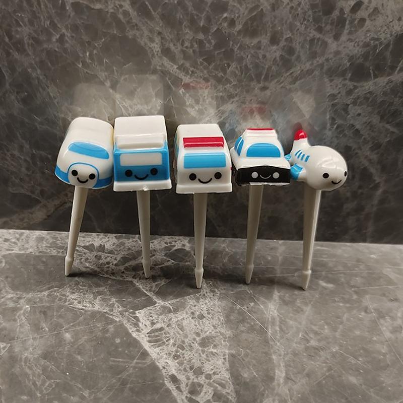 1set Car Castle Vegetable Cute Mini Toddler Children Fruit Forks Toothpicks Kids Food Picks Cartoon