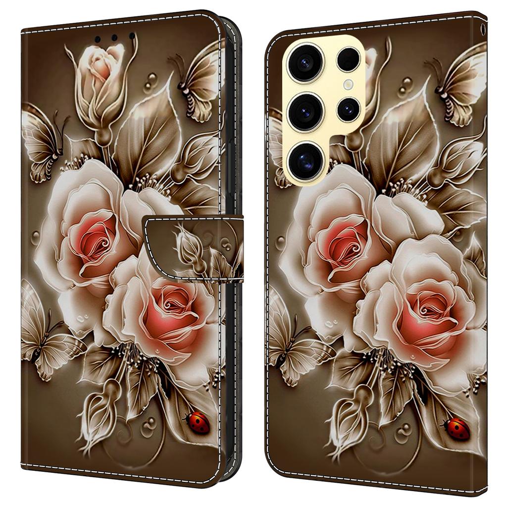 Für Samsung Galaxy S25 Ultra Hülle Brieftasche Ständer Musterdruck PU Leder Klapphülle