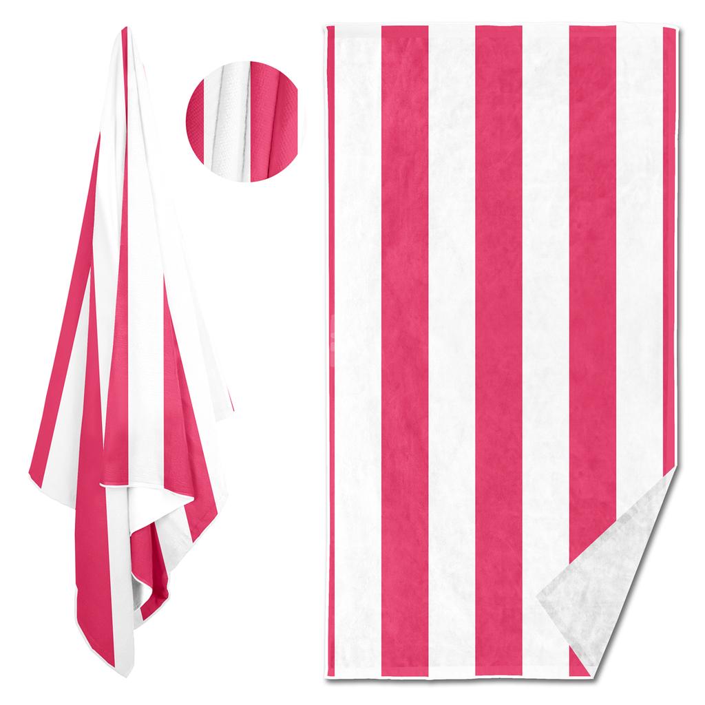 1/2Pcs (31In/35In)&(63In/71In) Beach Towel Quick Dry Cabana Striped Beach Towel, Lightweight Pink White Stripe Towel, Oversized