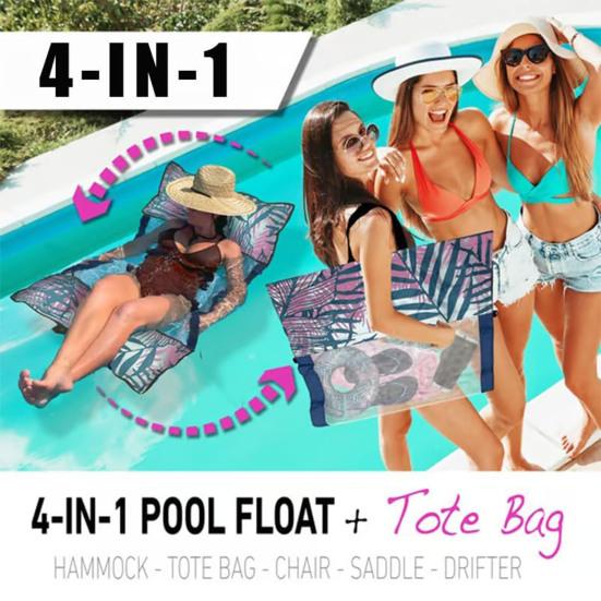 2-in-1 Floating Hammock And Beach Tote 4 In 1 Multi-Purpose Pool Inflatable Water Hammock Swimming Lounger Summer Floaties Rafts