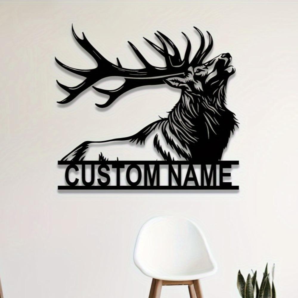 Metal Reindeer Wall Art, Black Iron Silhouette, Adhesive Decorative Sculpture, Indoor Hanging Sign, Home Decor