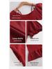Damen Rot Antibakterielles Baumwoll-Nachthemd Pyjama-Set—Kurzarm, Shorts, Hochzeits- & Tierkreiszeichen-Motive