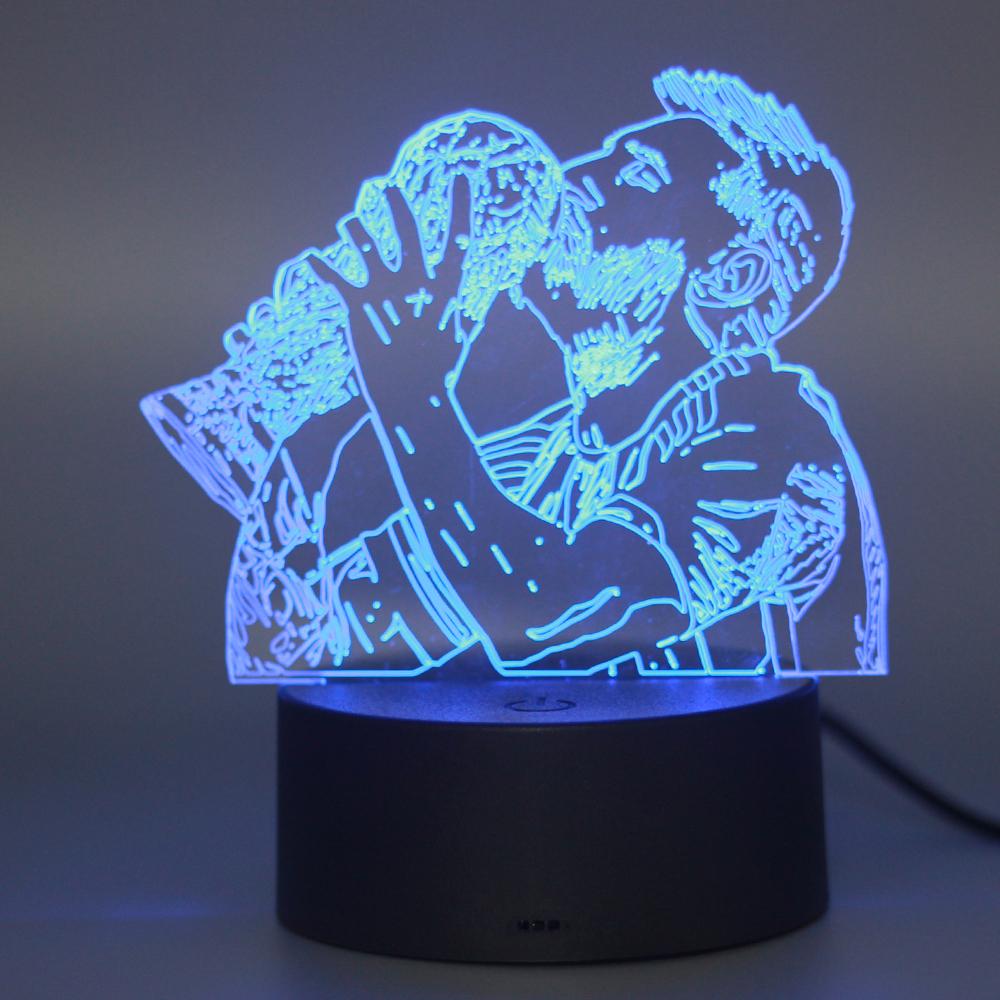 3D Illusion Night Light Messi 7 Color/16 Color Gradient Touch Switch Led Night Light Table Lamp (Crackle White)