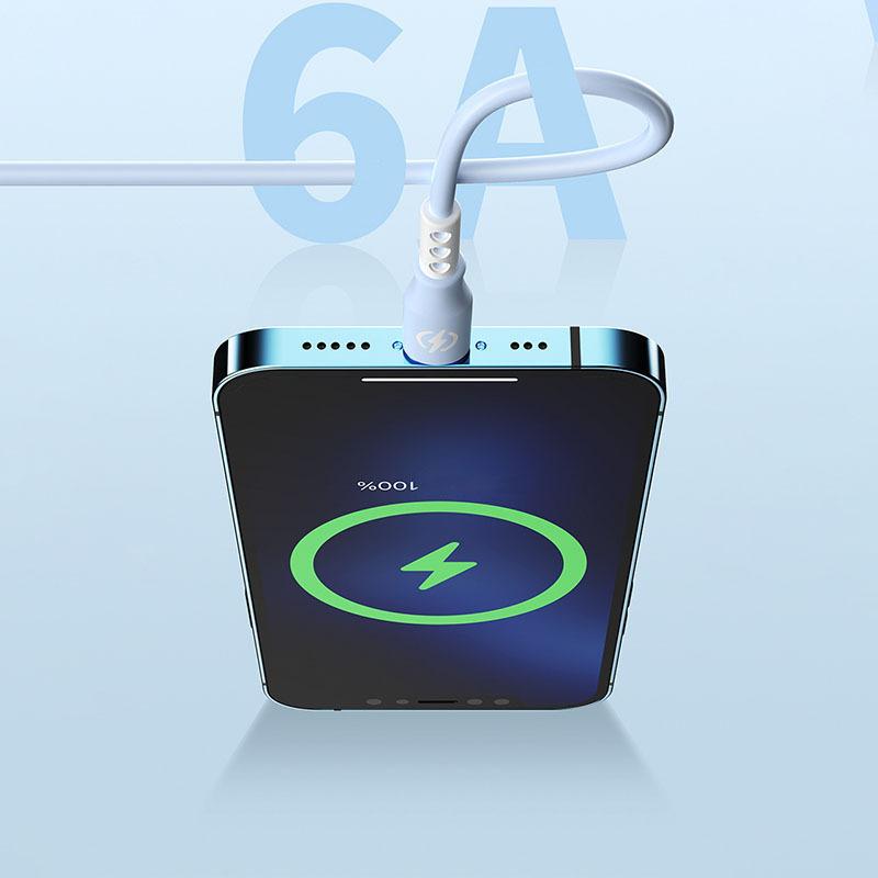 3 In 1 66W Data Cable Liquid 6A Super Fast Charging Fast Charging Three In One Charging Cable 1.2M