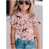 Children's Clothing Girl Cute and Funny Animal Horse 3D Print Graphic Style Comfortable Crew Neck Top