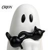 Halloween Atmosphere Decoration Ornament, Ghost Hugging A Black Cat Sculpture, Funny Gift for Friends Resin Unique Figurine, Home Bedroom Entrance